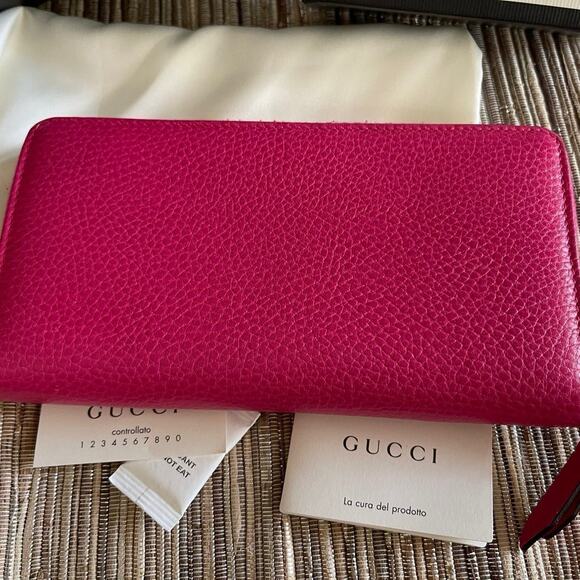 Gucci marmont Barbie pink interlocking G’s zip around wallet LIKE NEW - Picture 6 of 10